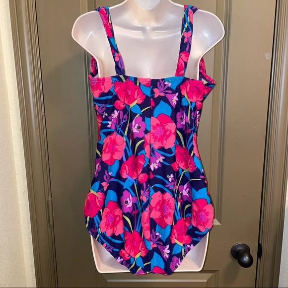 Lands' End One Piece Swim Suit Navy Floral 18W - Picture 10 of 12